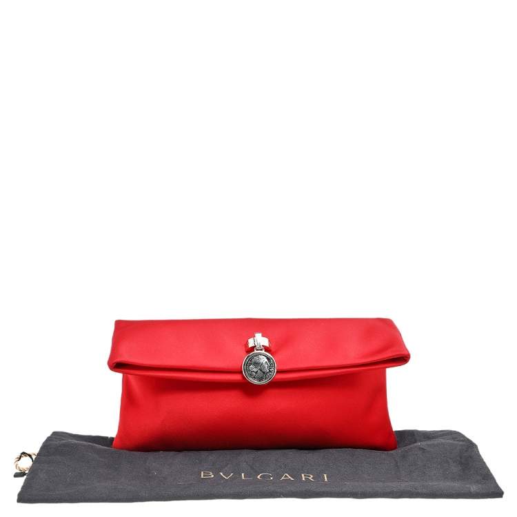 Pre Owned Bvlgari Red Satin Monete Clutch