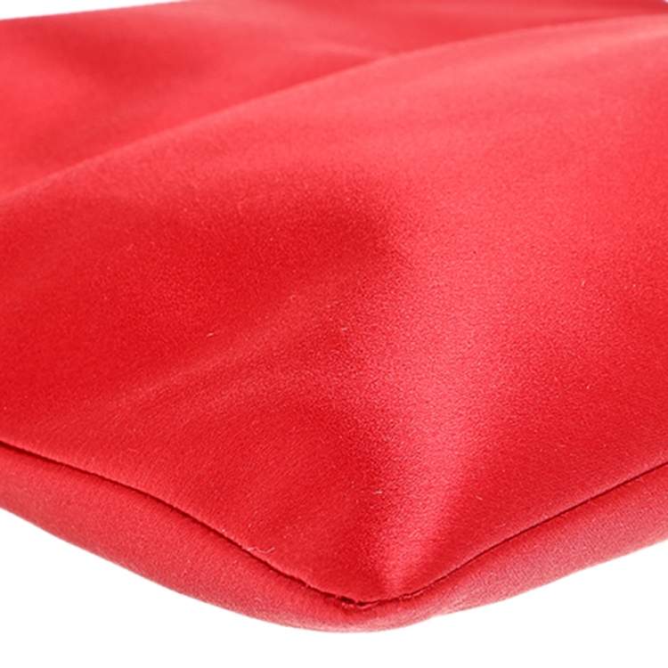 Pre Owned Bvlgari Red Satin Monete Clutch