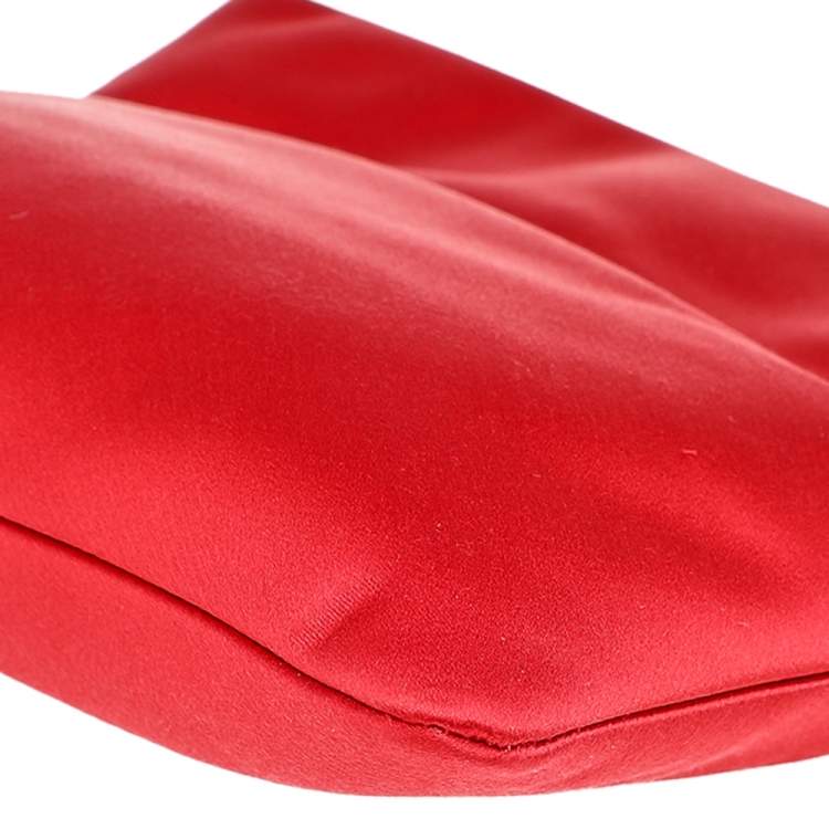 Pre Owned Bvlgari Red Satin Monete Clutch
