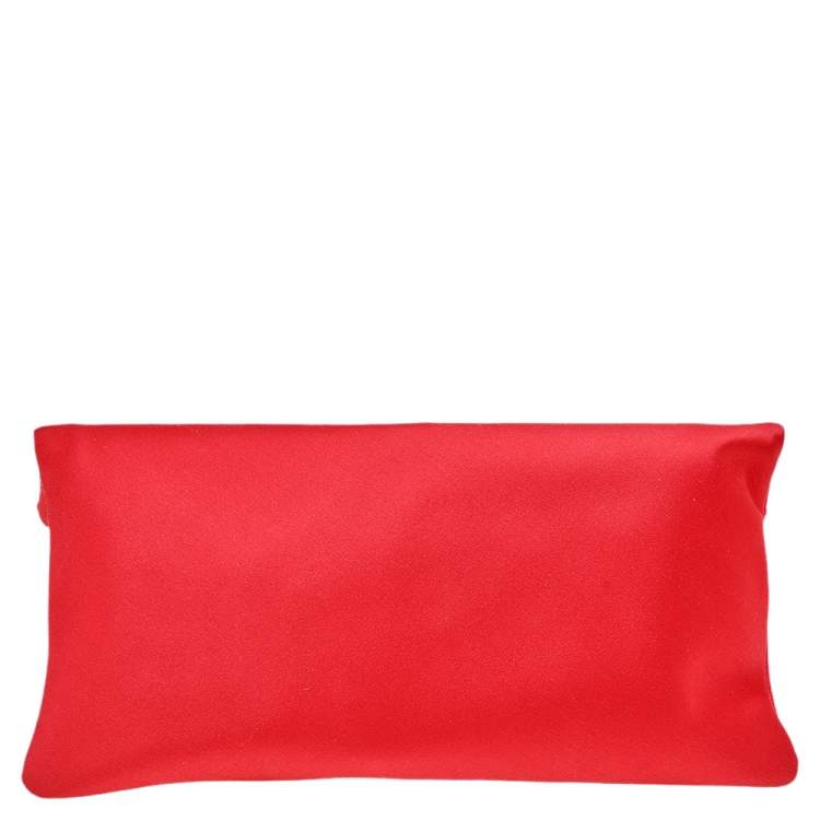 Pre Owned Bvlgari Red Satin Monete Clutch