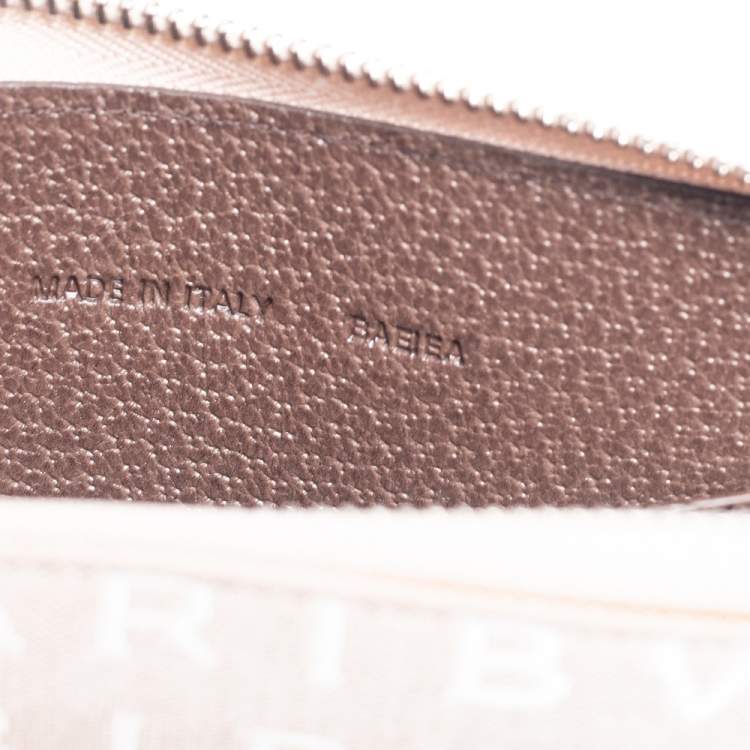 Pre Owned Bvlgari Beige Signature Canvas Zip Around Wallet 