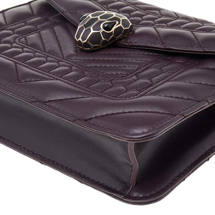 Pre Owned Bvlgari Dark Purple Quilted Scaglie Leather Small Serpenti Forever Shoulder Bag