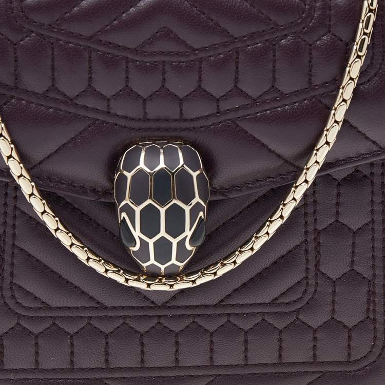 Pre Owned Bvlgari Dark Purple Quilted Scaglie Leather Small Serpenti Forever Shoulder Bag