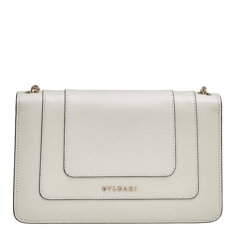 Pre Owned Bvlgari White Leather Serpenti Forever Shoulder Bag