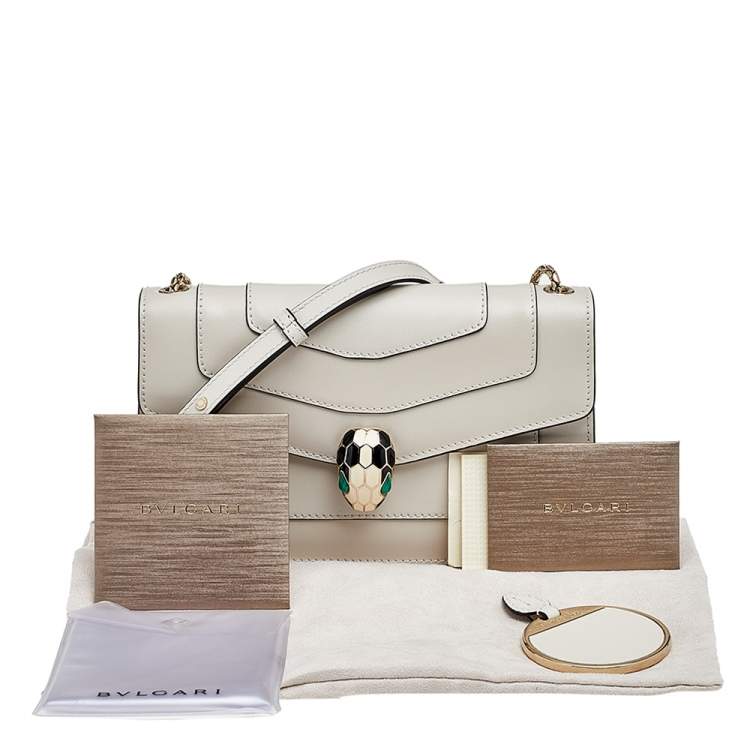 Pre Owned Bvlgari White Leather Serpenti Forever Shoulder Bag