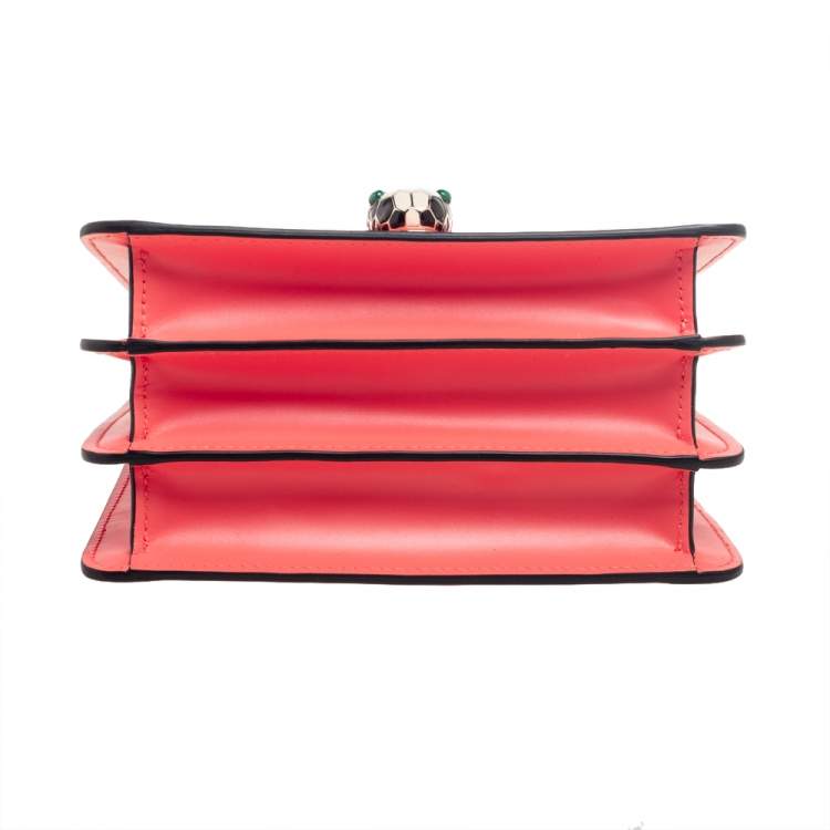 Pre Owned Bvlgari Peach Leather Serpenti Forever Flap Top Handle Bag