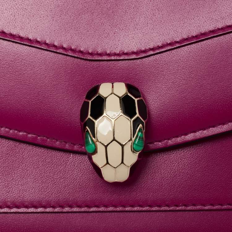 Pre Owned Bvlgari Pink Leather Serpenti Forever Wallet