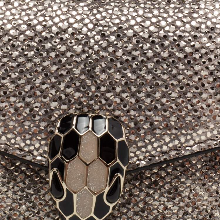 Pre Owned Bvlgari Metallic Gold Karung Leather Serpenti Forever Wallet