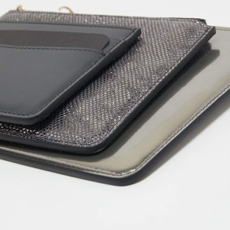 مملوكة مسبقًا Bvlgari Grey Karung and Patent Leather Serpenti Forever Trio Wallet