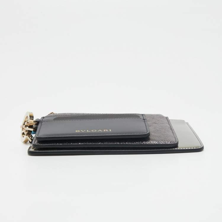 مملوكة مسبقًا Bvlgari Grey Karung and Patent Leather Serpenti Forever Trio Wallet