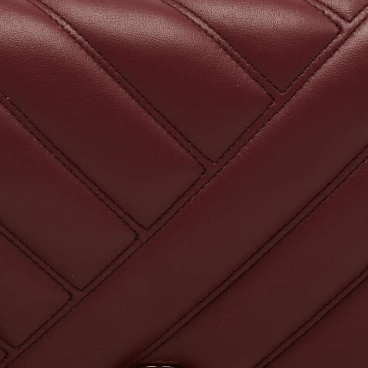 Pre Owned Bvlgari Maroon Leather Serpenti Cabochon Shoulder Bag