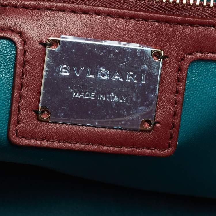 Pre Owned Bvlgari Maroon Leather Serpenti Cabochon Shoulder Bag