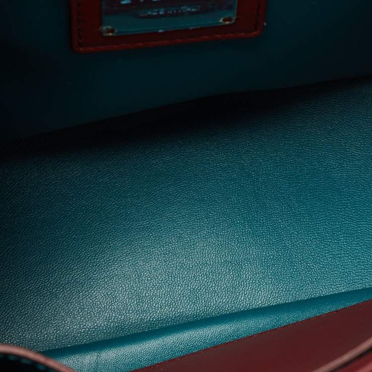 Pre Owned Bvlgari Maroon Leather Serpenti Cabochon Shoulder Bag