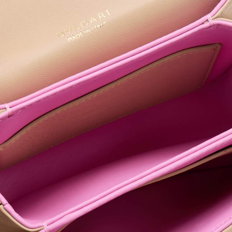 Pre Owned Bvlgari Beige Leather Serpenti Reverse Top Handle Bag