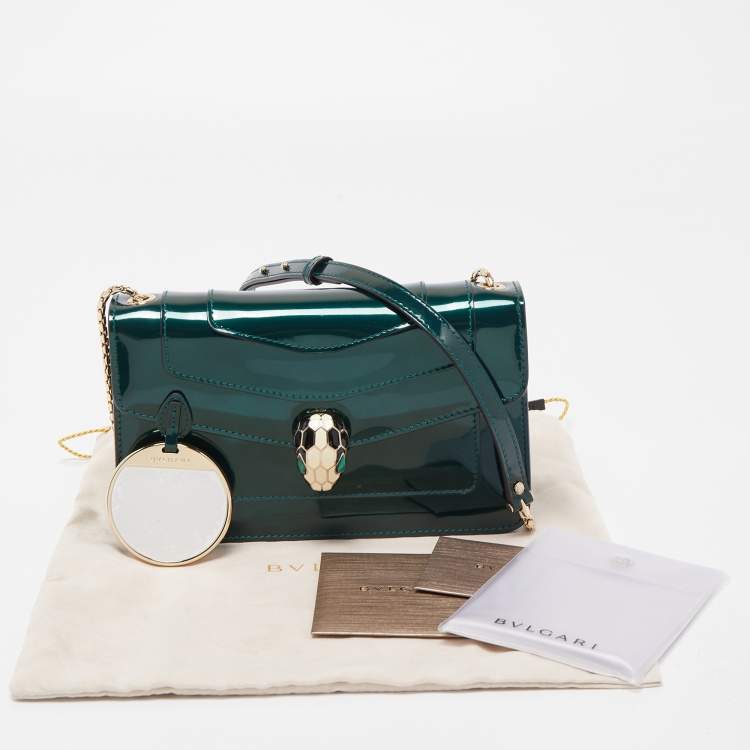 Pre Owned Bvlgari Green Patent Leather Serpenti Forever Crossbody Bag