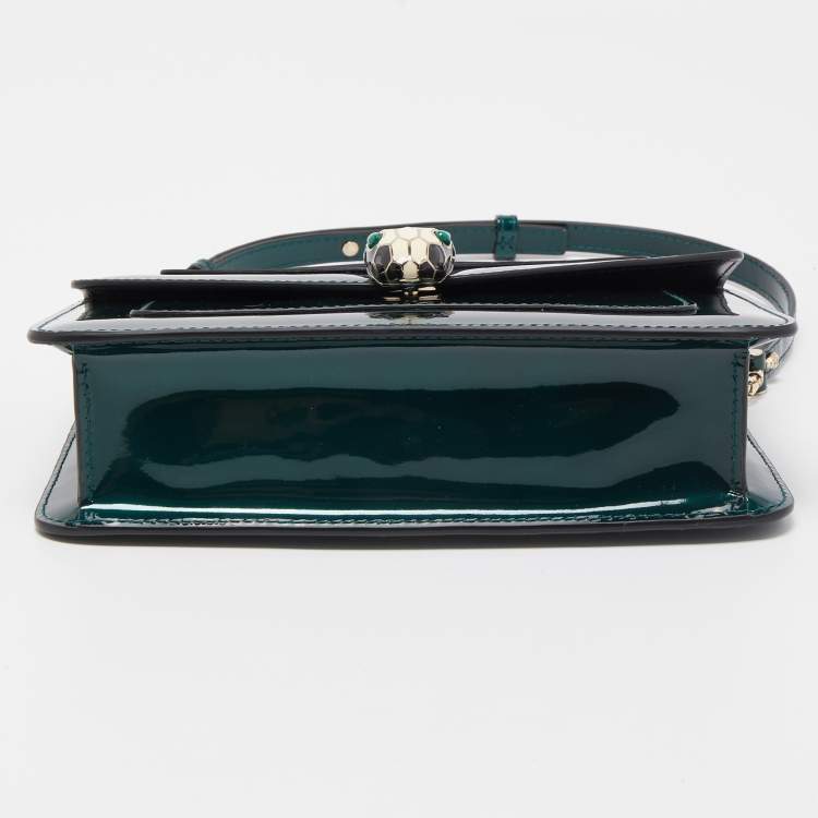 Pre Owned Bvlgari Green Patent Leather Serpenti Forever Crossbody Bag