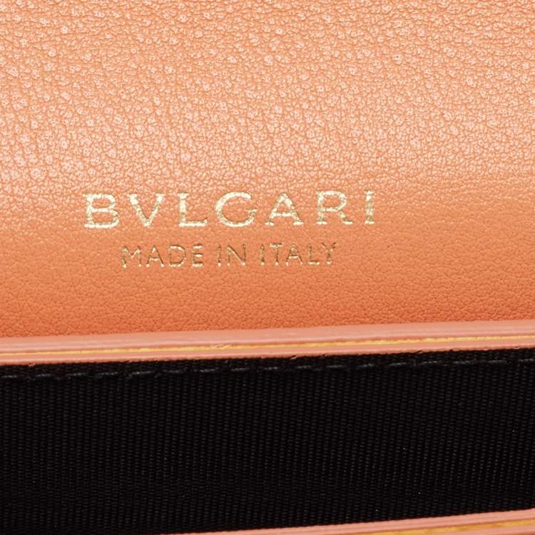 Pre Owned Bvlgari Orange Leather Serpenti Forever Card Holder