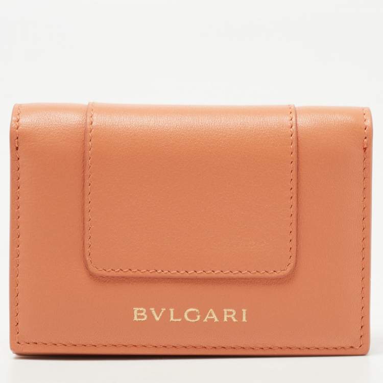 Pre Owned Bvlgari Orange Leather Serpenti Forever Card Holder