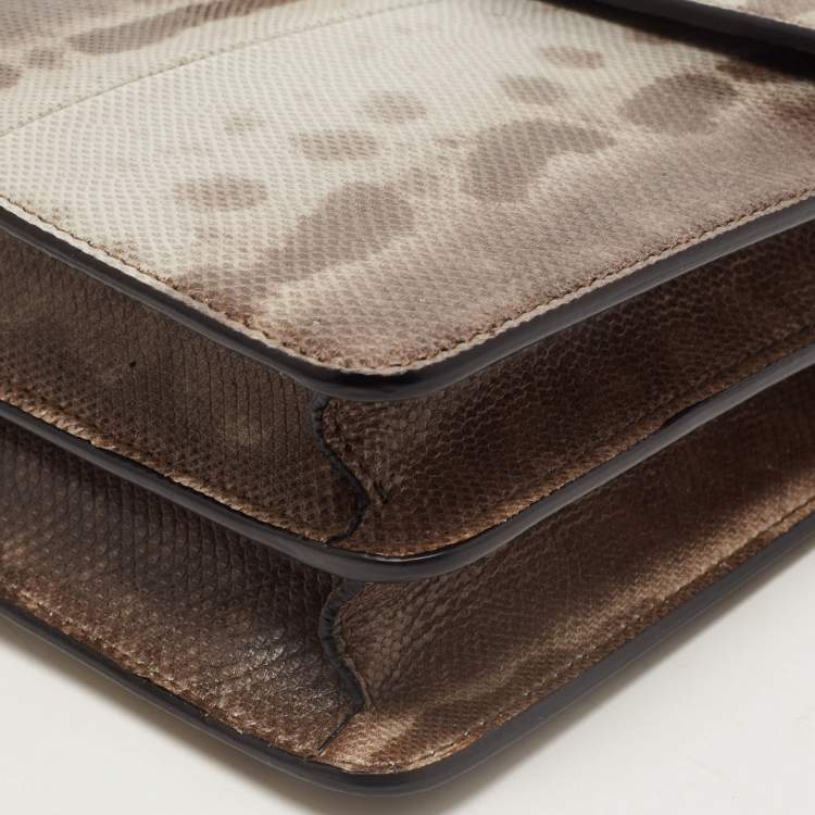 Pre Owned Bvlgari Brown/Grey Karung Leather Medium Serpenti Forever Shoulder Bag