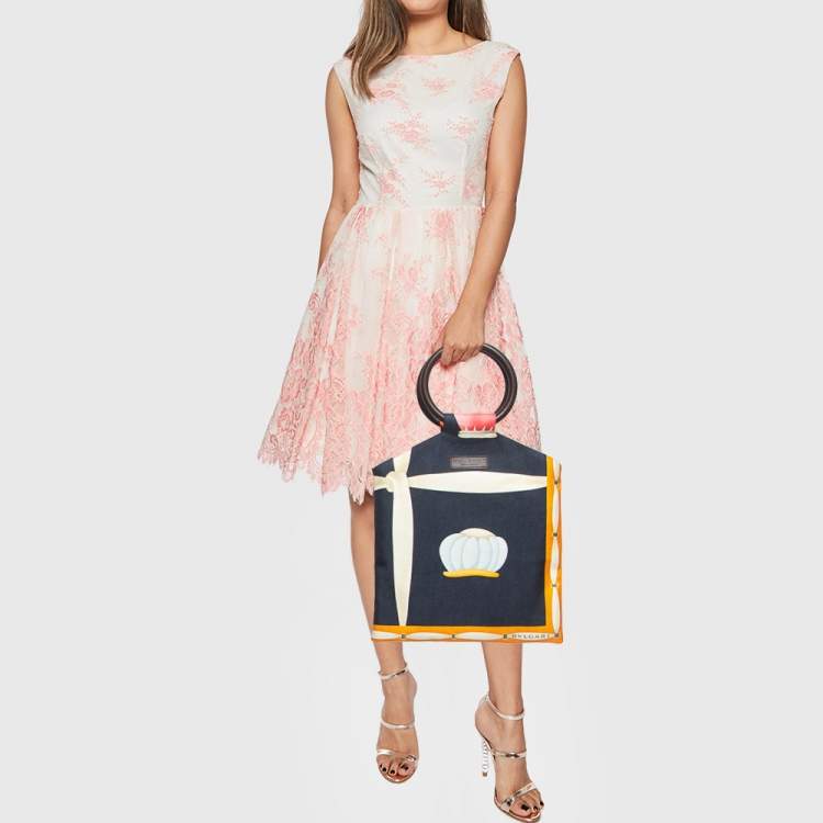 Pre Owned Bvlgari Multicolor Printed Fabric Round Handle Tote