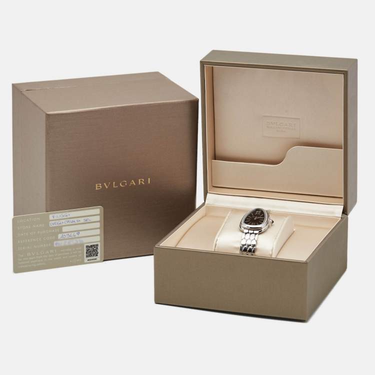 مملوكة مسبقًا Bvlgari Black Stainless Steel Diamond Serpenti Seduttori 103449 Women's Wristwatch 33 mm