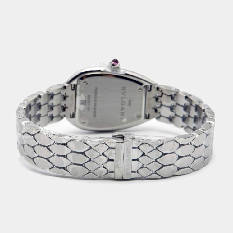 مملوكة مسبقًا Bvlgari Black Stainless Steel Diamond Serpenti Seduttori 103449 Women's Wristwatch 33 mm