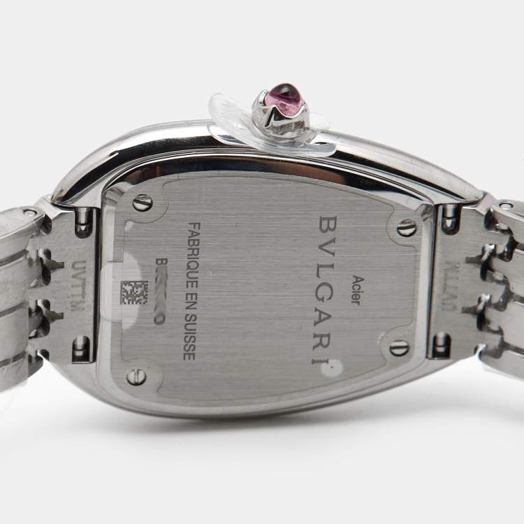 مملوكة مسبقًا Bvlgari Black Stainless Steel Diamond Serpenti Seduttori 103449 Women's Wristwatch 33 mm