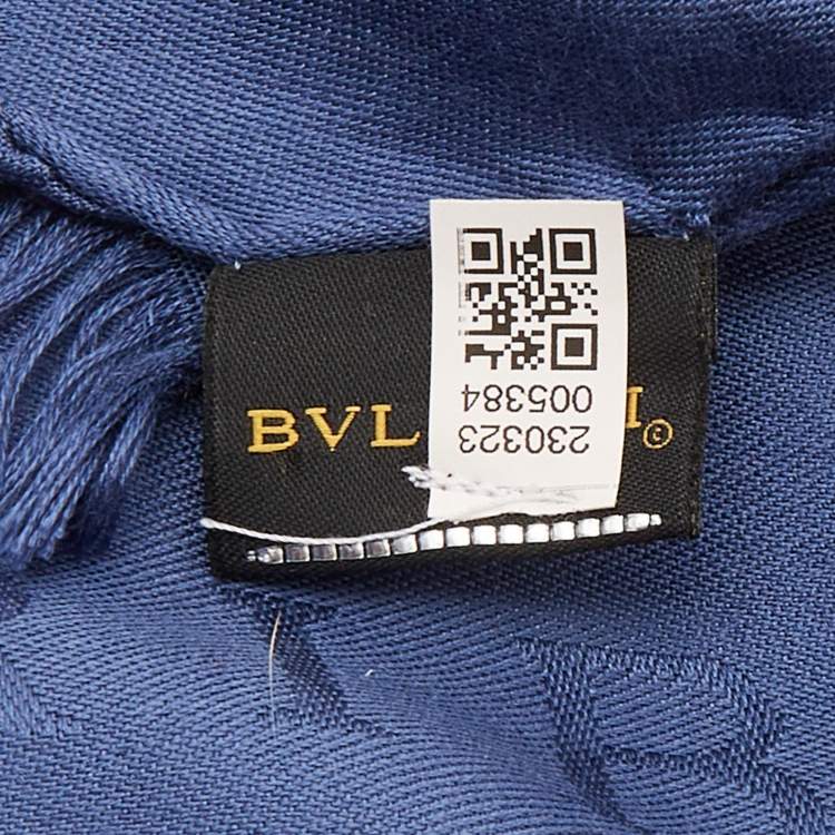 Pre Owned Bvlgari Blue Logomania Silk Stole
