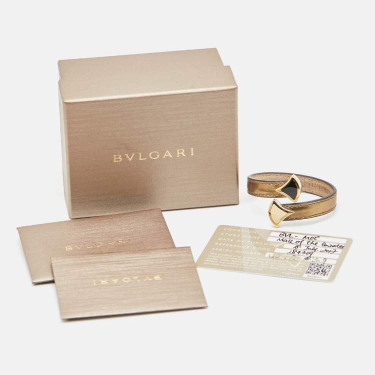 Pre Owned Bvlgari Divas' Dream Enamel Leather Gold Tone Bracelet
