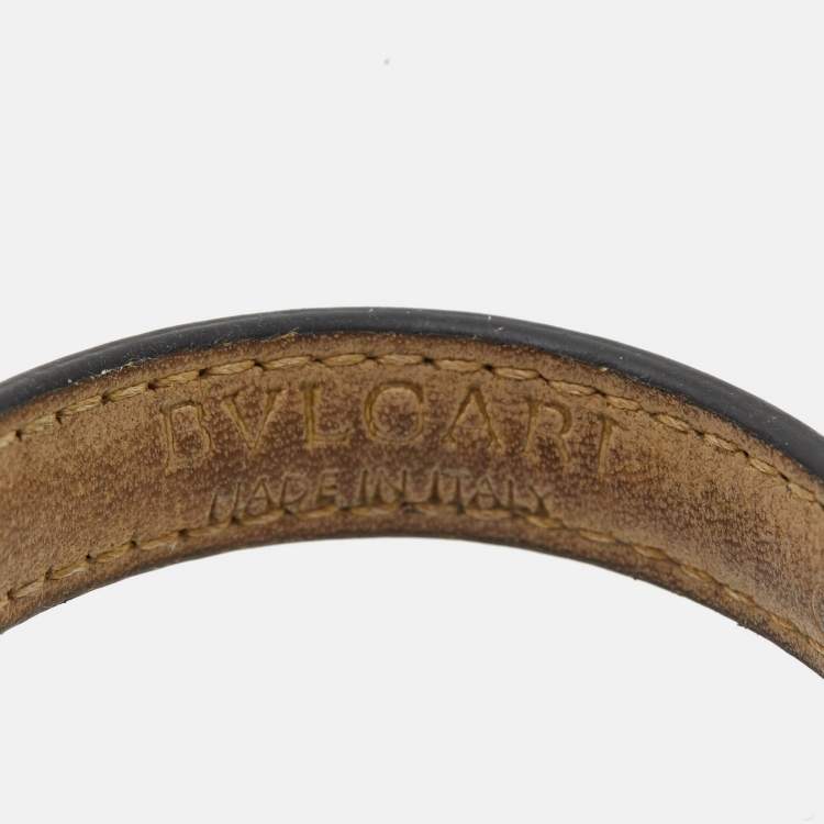 Pre Owned Bvlgari Divas' Dream Enamel Leather Gold Tone Bracelet