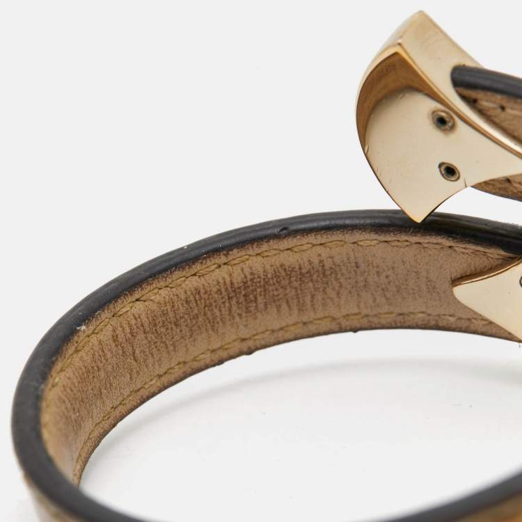 Pre Owned Bvlgari Divas' Dream Enamel Leather Gold Tone Bracelet