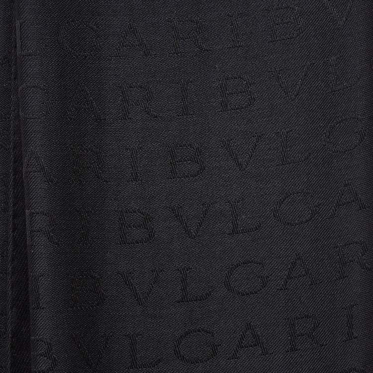 Pre Owned Bvlgari Black Silk Blend Logomania Stole