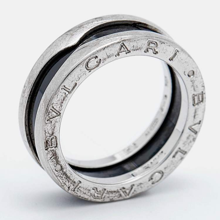 Pre Owned Bvlgari B.Zero1 Save the Children Ceramic Sterling Silver Ring Size 52