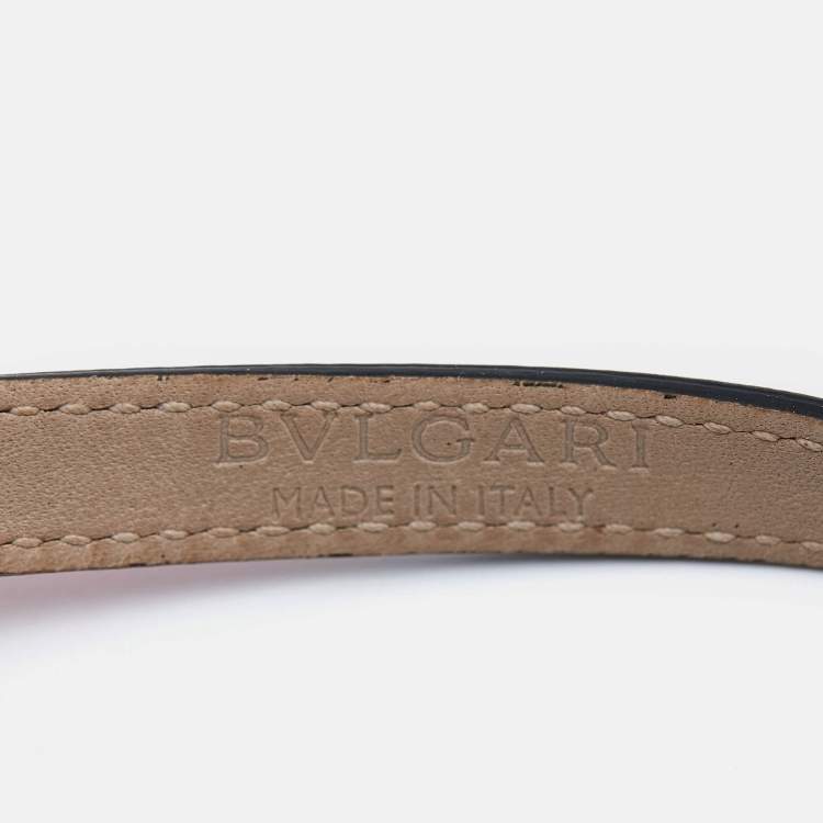 Pre Owned Bvlgari Serpenti Forever Leather Enamel Gold Tone Bracelet