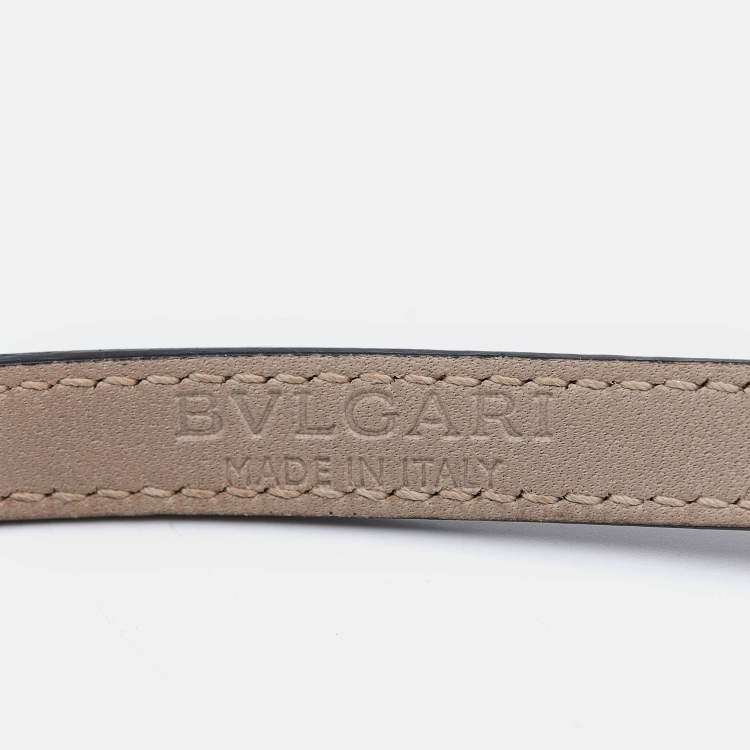 Pre Owned Bvlgari  Serpenti Forever Enamel Double Coiled Leather Gold Plated Bracelet