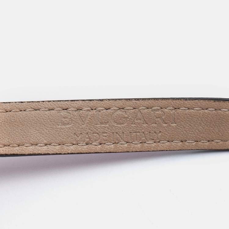 Pre Owned Bvlgari Serpenti Forever Leather Enamel Gold Tone Bracelet