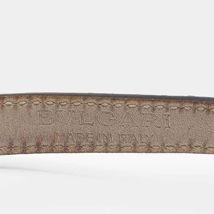 Pre Owned Bvlgari Serpenti Forever Pink Leather Enamel Gold Tone Double Coiled Bracelet