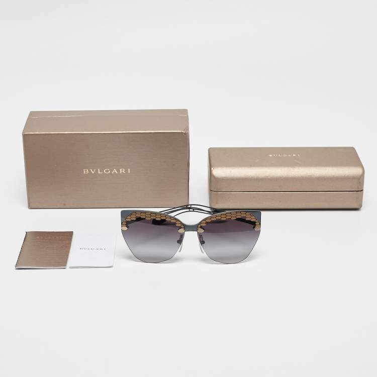 Pre Owned Bvlgari Black/Gold Gradient 6107 Irregular Cat Eye Sunglasses