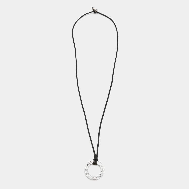 Pre Owned Bvlgari Save the Children Circle Sterling Silver Cord Pendant Necklace