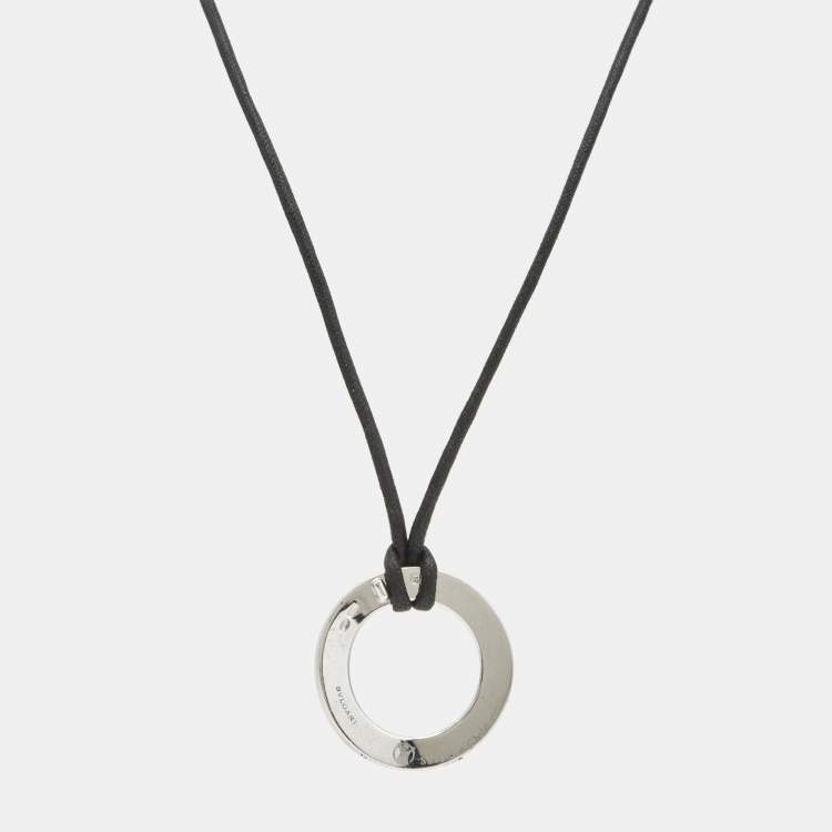 Pre Owned Bvlgari Save the Children Circle Sterling Silver Cord Pendant Necklace