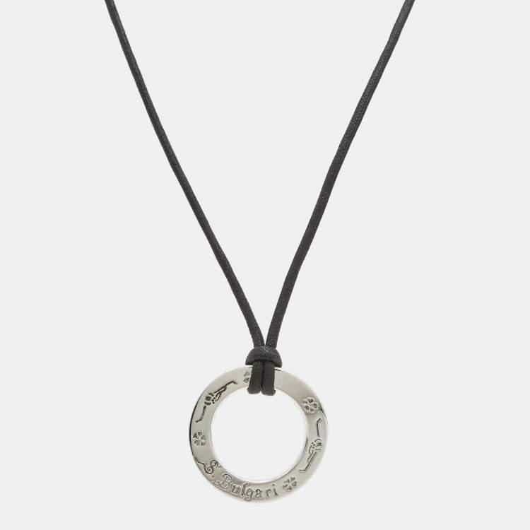 Pre Owned Bvlgari Save the Children Circle Sterling Silver Cord Pendant Necklace