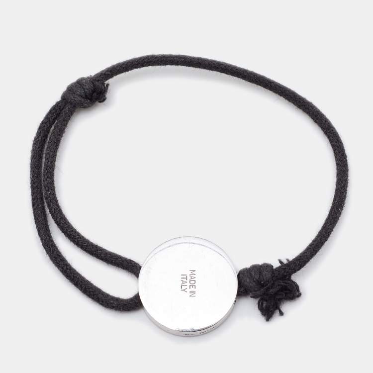 Pre Owned Bvlgari Bvlgari Black Enamel Sterling Silver Cord Bracelet