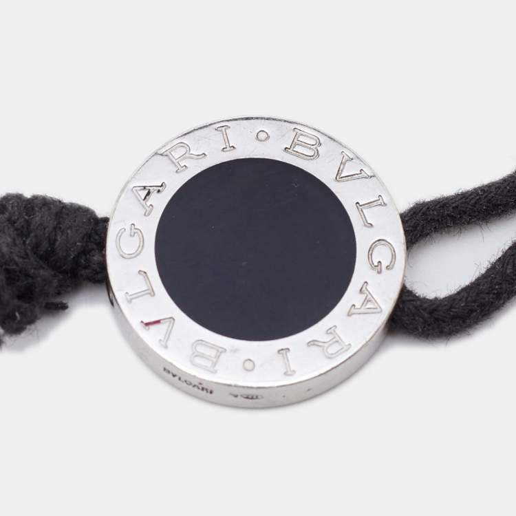 Pre Owned Bvlgari Bvlgari Black Enamel Sterling Silver Cord Bracelet