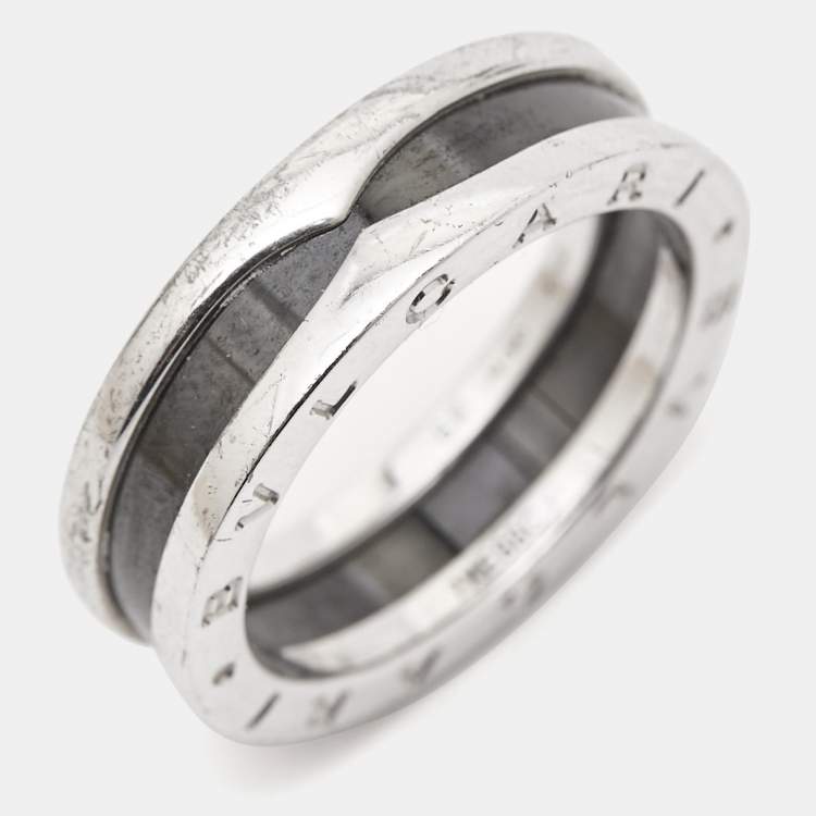 Pre Owned Bvlgari B.Zero1 Save the Children Ceramic Sterling Silver Ring Size 61