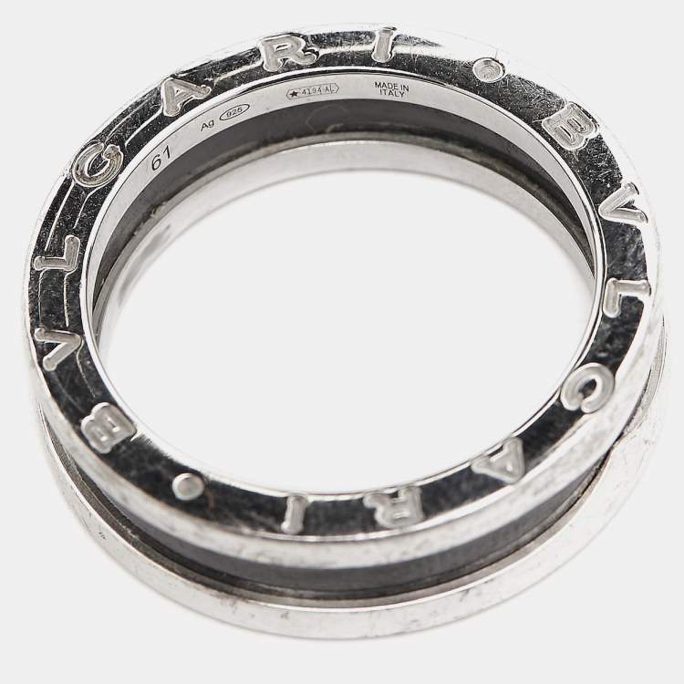 Pre Owned Bvlgari B.Zero1 Save the Children Ceramic Sterling Silver Ring Size 61