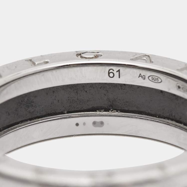 Pre Owned Bvlgari B.Zero1 Save the Children Ceramic Sterling Silver Ring Size 61