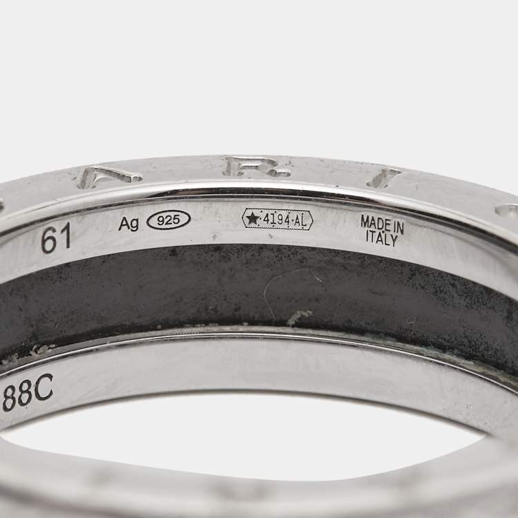 Pre Owned Bvlgari B.Zero1 Save the Children Ceramic Sterling Silver Ring Size 61