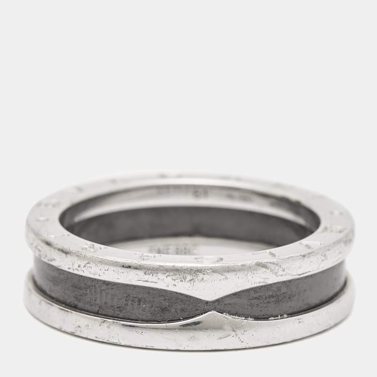 Pre Owned Bvlgari B.Zero1 Save the Children Ceramic Sterling Silver Ring Size 61