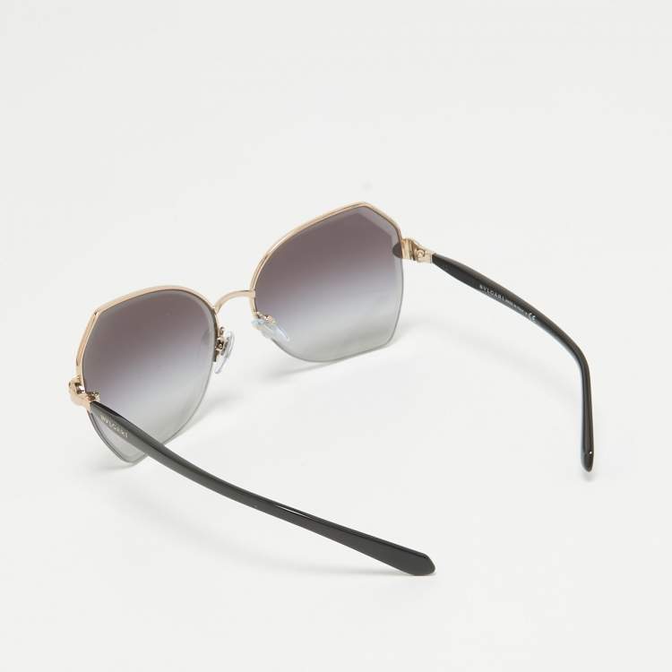 Pre Owned Bvlgari Black Gradient BV 6102-B Serpenti Semi-Rimless Butterfly Sunglasses