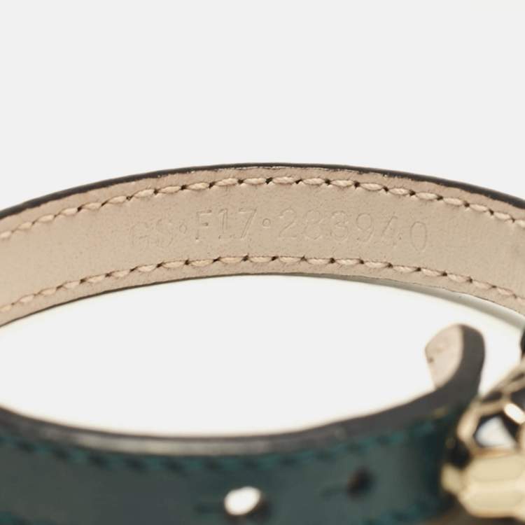 Pre Owned Bvlgari Serpenti Forever Green Leather Enamel Gold Tone Bracelet